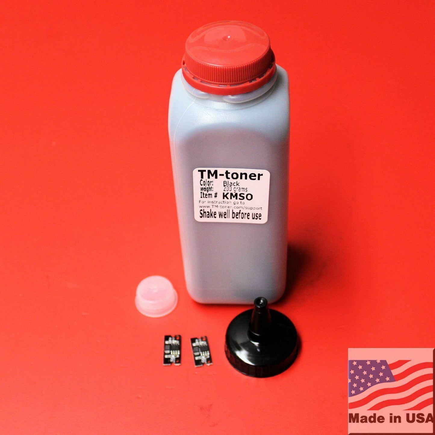 200 grs Black Toner refill kit 2 chips,plug for Konica Minolta MagiColor 1600EN