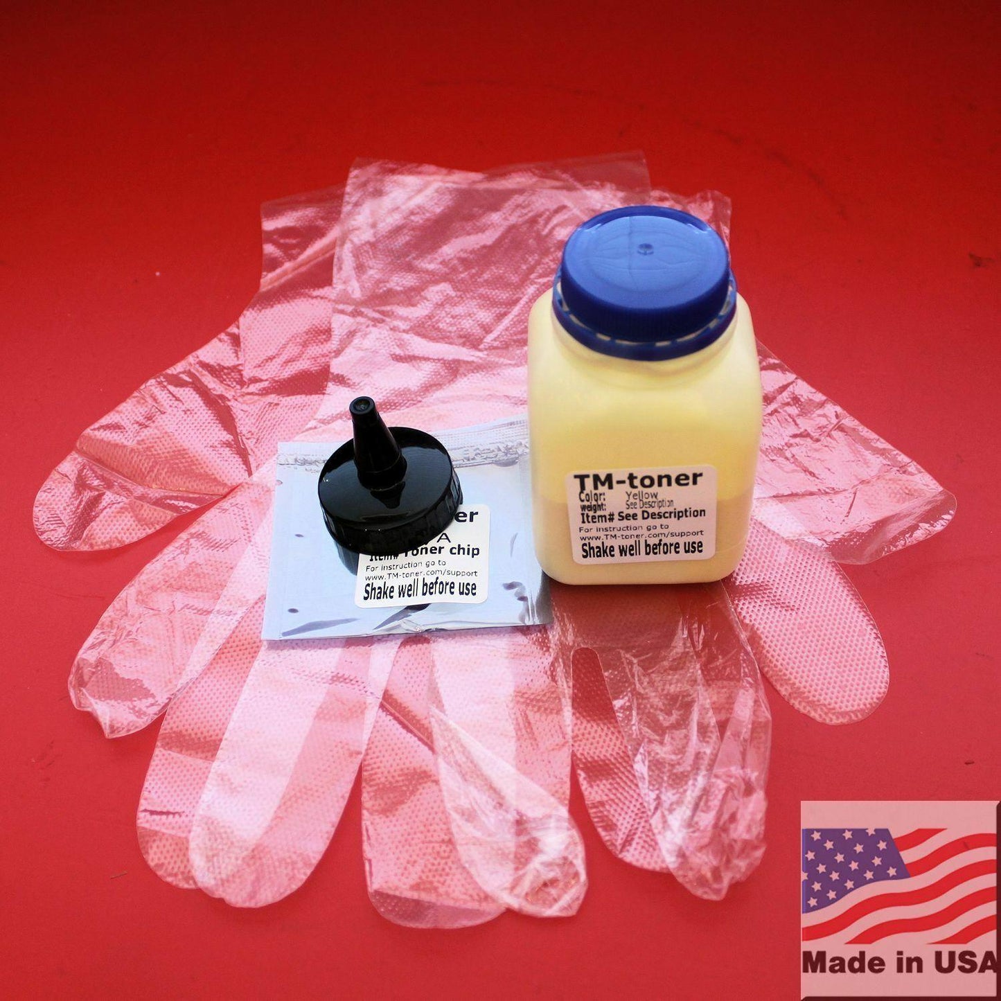 Yellow Toner Refill Kit + chip for Dell 2150cn, 2150cdn, 2155cn, 2155cdn NPDXG