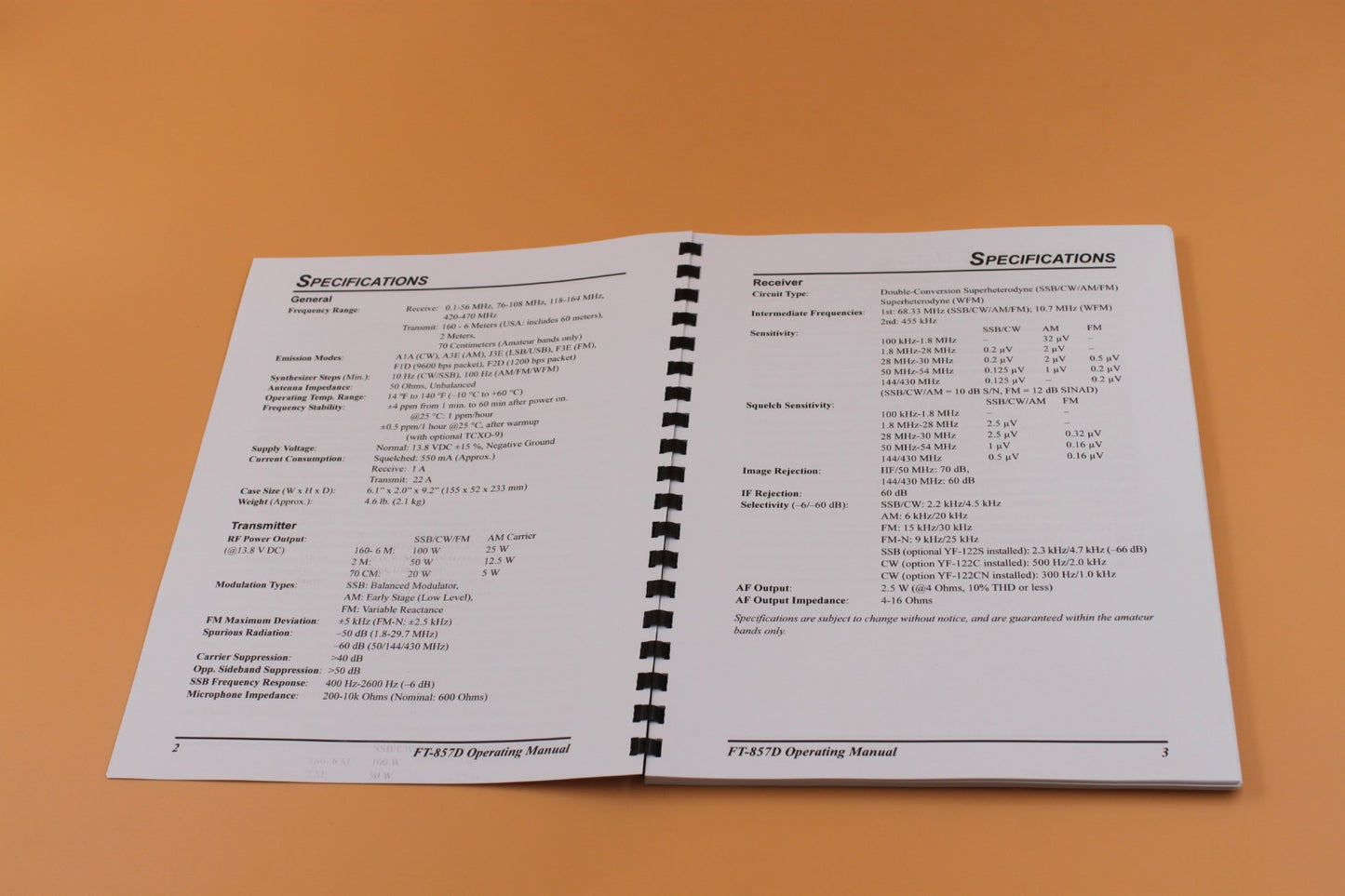 130 PAGES Yaesu FT-857D Owners Instruction Manual with Protective Clear Covers