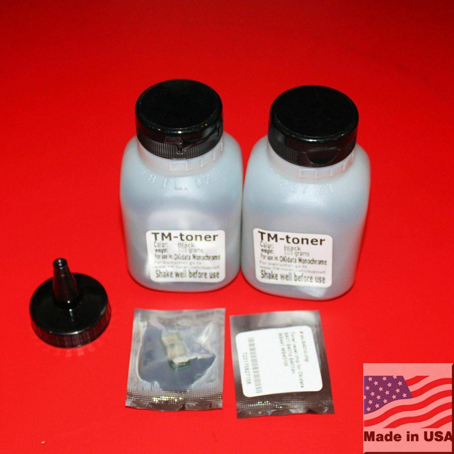 2 Toner Refill + 2 Chips for OKI 44992405 Okidata B401 B401d B401dn MB441 MB451W