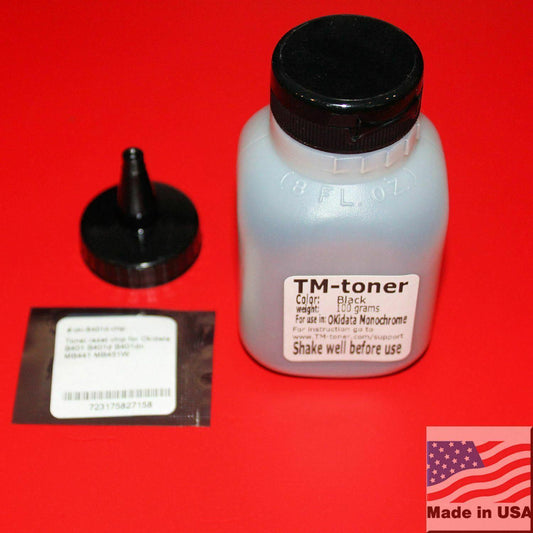 100 grams toner refill kit w chip for oki Okidata B401 B401d B401dn MB441 MB451W