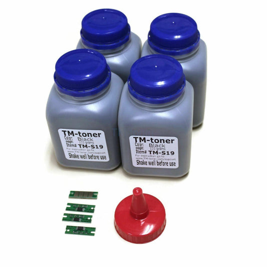 (100g x 4) Toner Refill + 4 Chip for Ricoh 407259, SP 201 SP204  213SFNw  201LA