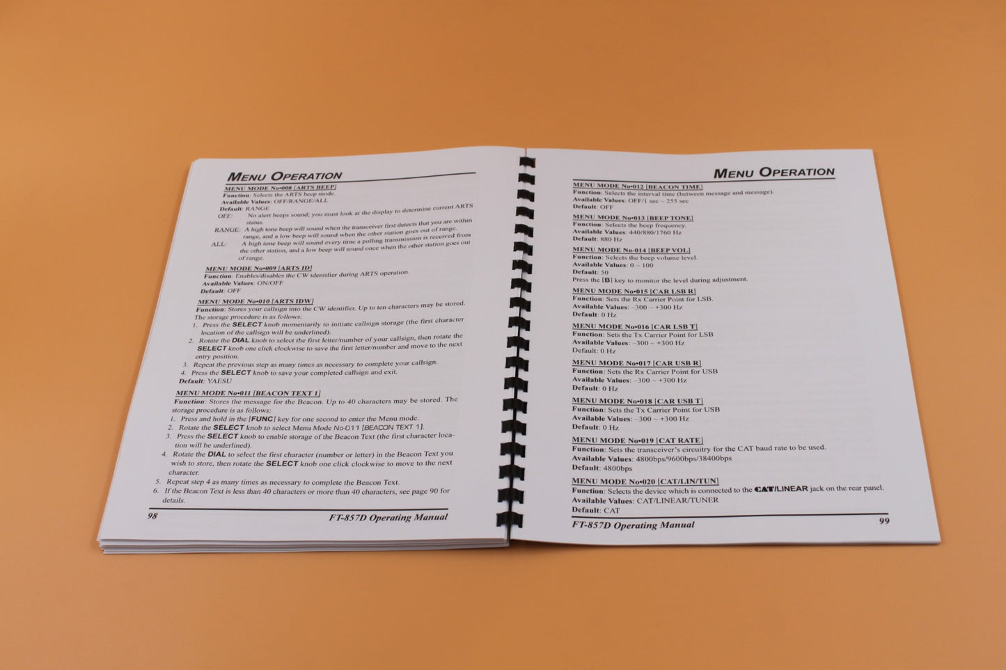 130 PAGES Yaesu FT-857D Owners Instruction Manual with Protective Clear Covers